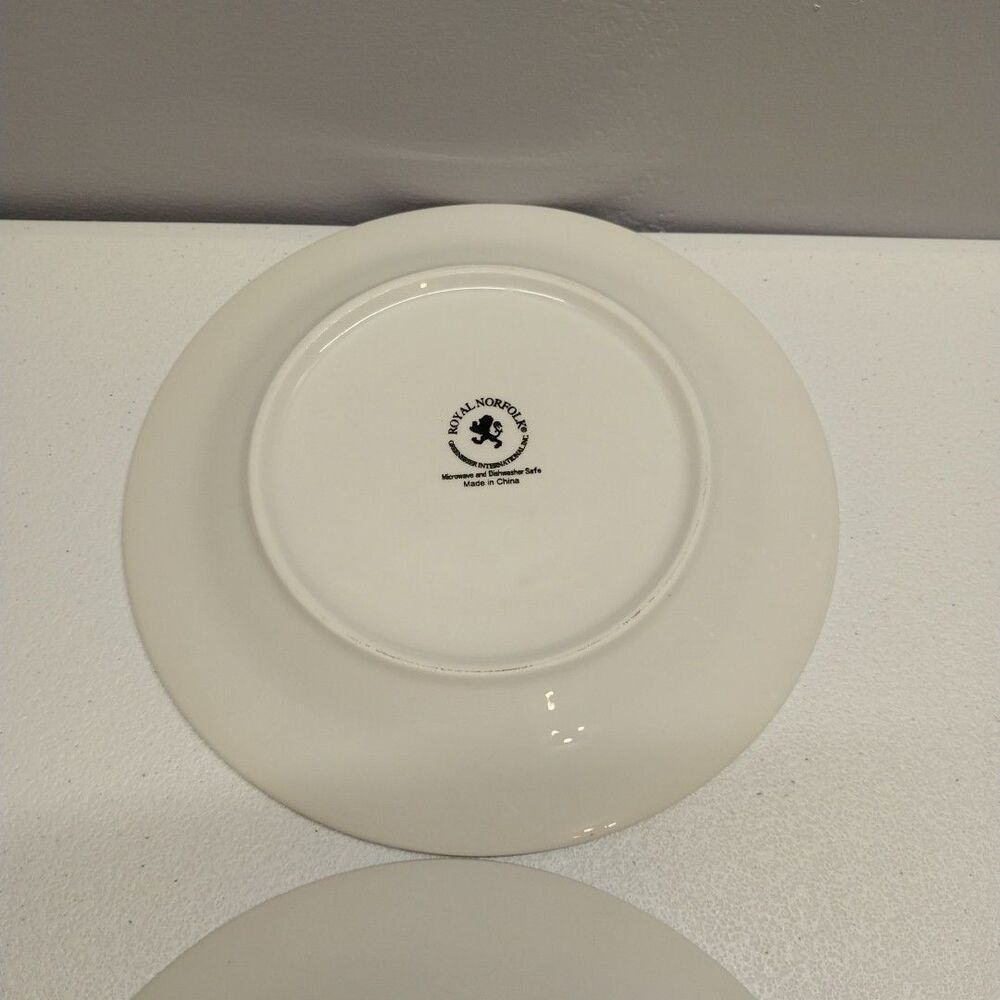 Royal Norfolk Lemon Salad Plates 7.5" Set of 2 Yellow Fruit Dessert - Picture 7 of 9